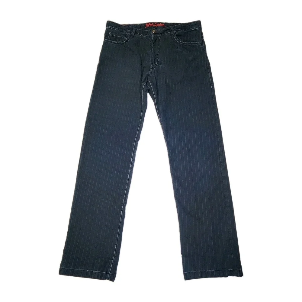 Robert Graham Jeans Mens 34x34 Black Pinstripe Straight Leg Designer Denim 34x33